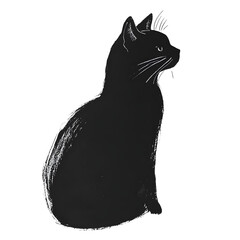 Elegant Black Cat Silhouette:  Artistic Pet Animal Illustration