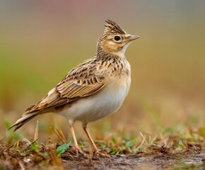 Skylark, Alauda arvensis in the wild