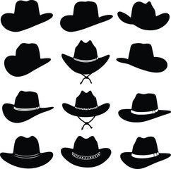 High-Quality Vector Cowboy Hat Silhouettes in Minimal Style