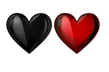Red and Black Glossy Hearts: Valentine's Day, Love, Romance Graphics