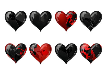 Dramatic Red & Black Cracked Hearts: Perfect for Valentine's or Gothic Designs