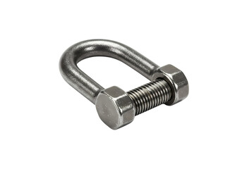 Closeup View of a Stainless Steel DShackle with Bolt isolated on transparent background