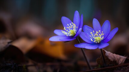 Two vibrant purple spring wildflowers.