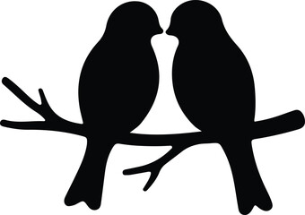 Video of two birds in love silhouette on a branch