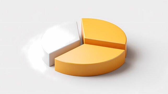 Pie chart representing data breakdown with yellow and white sections, symbolizing market share or statistical distribution.
