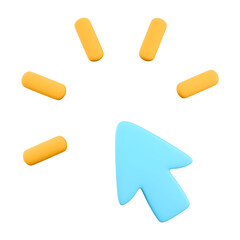 A blue cursor arrow surrounded by yellow dots, symbolizing clicking or interaction in a digital environment.