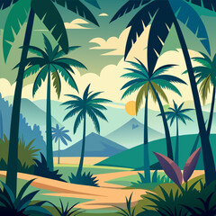 Palm forest background illustration

