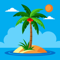 Palm tree in island scene vector