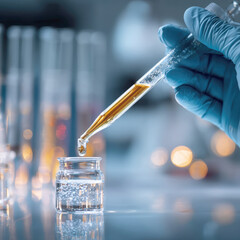 Precision in Progress Scientist's Hand Dispensing Liquid into Vial, Symbolizing Vaccine Development and Pharmaceutical Breakthroughs
