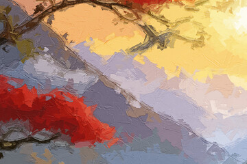 Various oil paintings, floral landscapes, mountains, rivers, waterfalls, birds, lakes, chrysanthemums, tulips