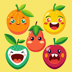 Fruit faces with different emotions