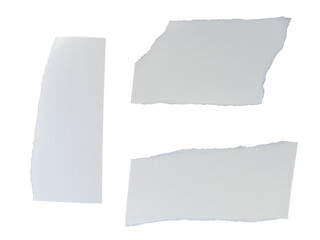 Blank Ripped white paper pieces isolated on transparent background PNG for modern design projects cutout