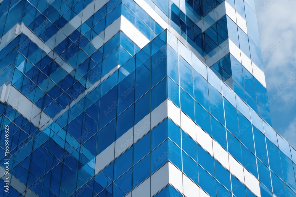 Poster modern glass building with reflective and geometric architecture showcasing urban office tower desig