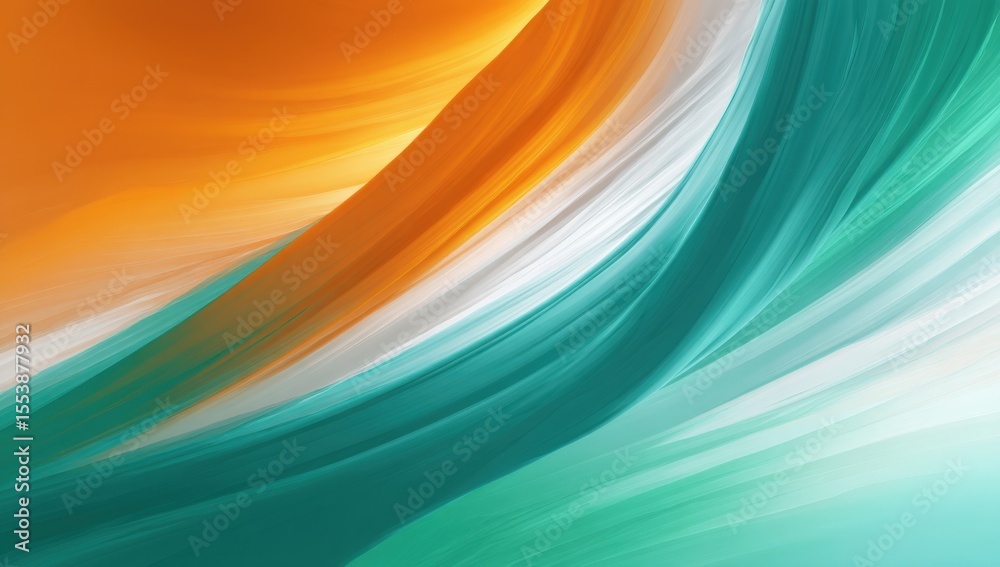 Aufkleber Abstract colorful wave pattern with dynamic flowing lines in vibrant orange teal white and green shades for modern design and digital artwork