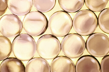 Yellow cosmetic ingredient balls of bubble molecular cell ingredient texture