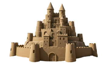 Intricate Sandcastle Creation isolated on transparent baackground