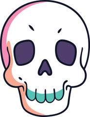 Cartoon-Style Halloween Skull Doodles in Bright Pastel and Neon Colors with Various Emotions – Tiny Vector Illustrations

