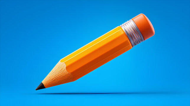 Plastic cartoon 3d icon of pencil Stock Illustration
