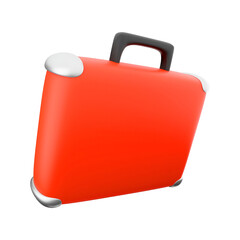 A bright red suitcase with a sleek design, ideal for travel and storage.