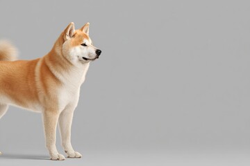Majestic canine portrait, dog with a fluffy tail in neutral studio | volcanic eruption