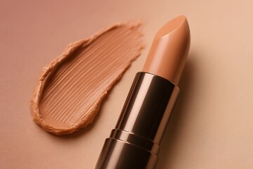 Creamy Nude Lipstick Macro with Luxurious Finish - High-End Cosmetic Product Photography