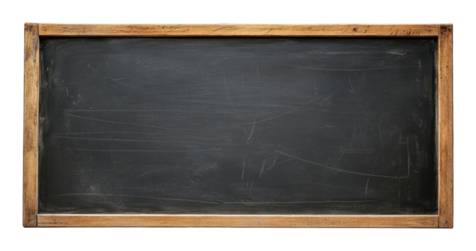 PNG Blackboard with a wooden chalkboard school frame.