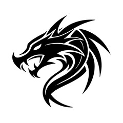 Naklejka premium Tribal dragon icon with sharp edges in monochrome style 