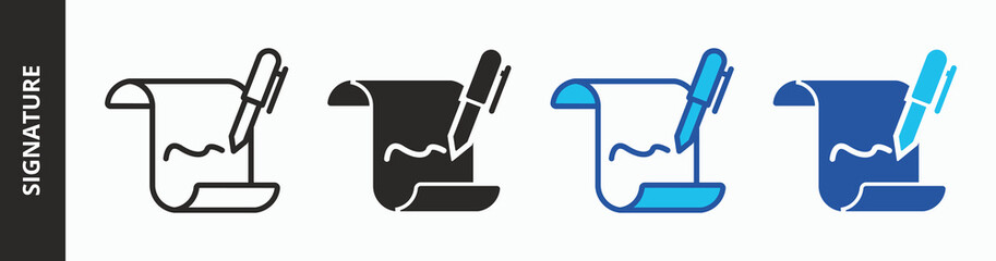 Signature icon illustration concept with mixed style