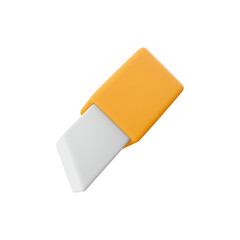 A simple, modern eraser with a yellow and white design, used for correcting pencil marks on paper.