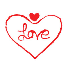 Hand-Drawn Red Heart with "Love" Text EPS, PNG - Sketch Valentine Symbol, Doodle Romance Icon, Artistic Love Sign

