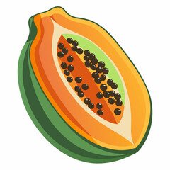 papaya fruit on white