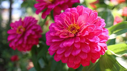 Close-up view of a vibrant magenta flower.