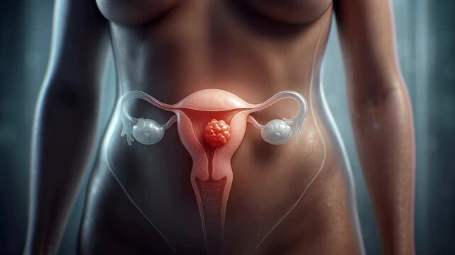 Uterine cancer growing in female body
