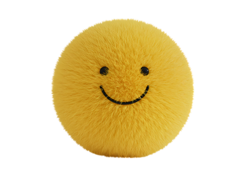 A Cheerful Yellow Sphere with a Simple Smiley Face isolated on transparent baackground