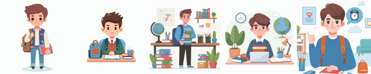 vector of a male college student