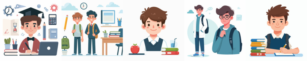 vector of a male college student