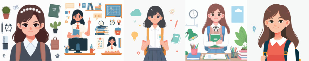 vector of a female college student