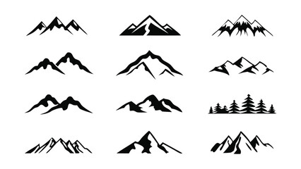Naklejka premium Mountain Vector Silhouette Set for Nature Design Projects