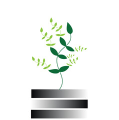 green plant in a pot with black background and silhouette color designing and gradient design