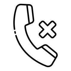 rejected call outline icon for denied phone communication