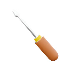 A flathead screwdriver with an orange handle and a silver metal tip, designed for turning screws with a flat head.