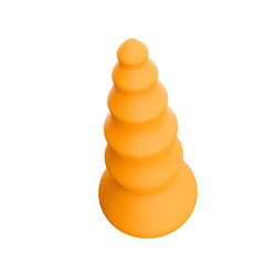 A vibrant orange spiral cone shape, resembling a decorative or playful object, possibly used for games or artistic displays.