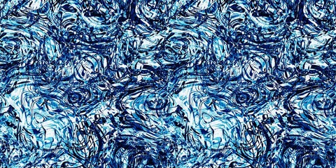 Dye wash indigo blue textur border fabric effect background. Seamless edging trim pattern in masculine Japanese block print style. Perfect for washing tape, ribbon and banner design