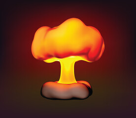 Vector Illustration of a Nuclear Explosion with a Glowing Mushroom Cloud 3d icon