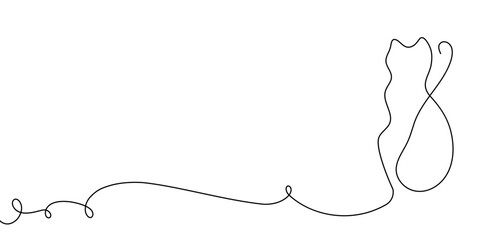 Continuous cat line drawing animal sketch vector one pet outline draw. Line two cat happy doodle couple 2 white kitten black background cute clipart friendship silhouette contour illustration back art © Максим Зайков