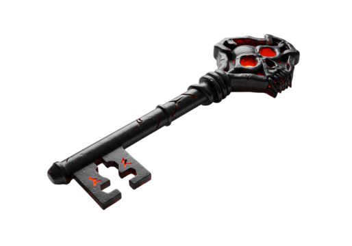 Crimson Veined Key A Relic of Forgotten Lore isolated on transparent baackground