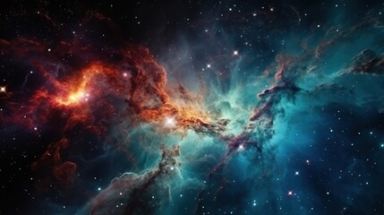 Obraz premium Birth of a New Galaxy: Space Nebula with Cosmic Dust and Swirling Colors