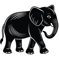 Black Elephant Silhouette - Wildlife Icon