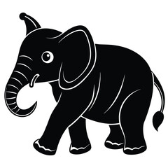 Black Elephant Silhouette - Wildlife Icon