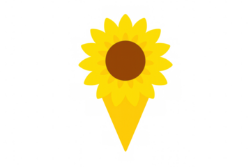 Stylized sunflower icon with transparent background, evoking summer, nature, and growth, ideal for various design projects